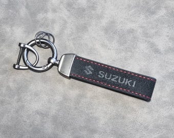 Suzuki Keychain Leather Alcantara Keyring Logo Car Accessories Gift For Men Women Birthday Christmas