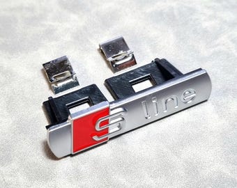 S Line Grille Badge Logo Silver Front Grill Emblem Car Accessories