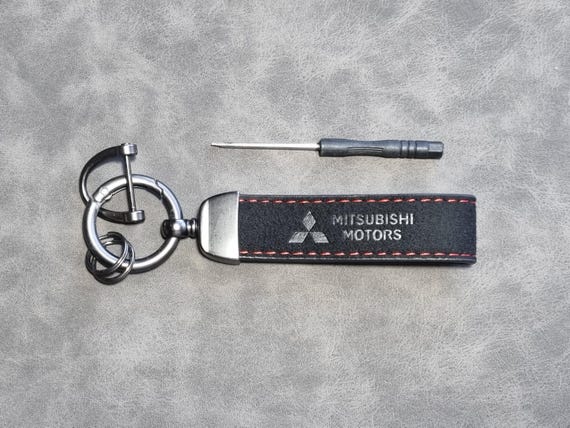 Mitsubishi Keychain Leather Alcantara Keyring Logo Car Accessories