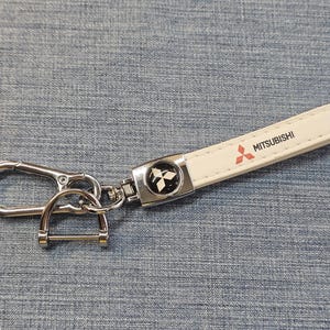 Mitsubishi Keychain Leather Lanyard Keyring Logo Car Accessories Gift For Men Women Birthday Christmas