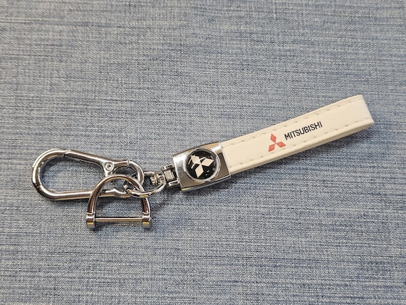 Mitsubishi Keychain Leather Lanyard Keyring Logo Car Accessories