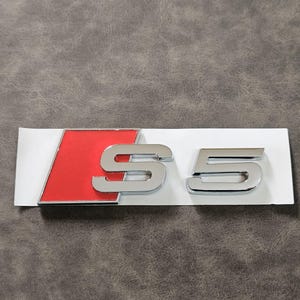 S5 Emblem Logo Silver Rear Trunk Sticker Badge Car Accessories