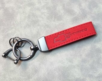 Camaro Keychain Leather Alcantara Keyring Logo Car Accessories Gift For Men Women Birthday Christmas