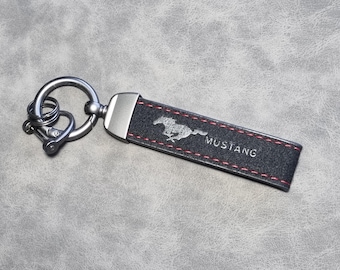 Mustang Keychain Leather Alcantara Keyring Logo Gift For Men Women Birthday Christmas Car Accessories