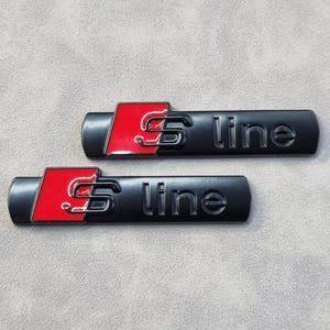 S Line Emblem Logo 2pcs Matte Black Side Wing Badge Sticker Car Accessories
