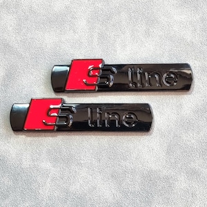 S Line Emblem Logo 2pcs Glossy Black Side Wing Badge Sticker Car Accessories