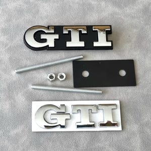 Gti Front Grill Badge Logo + Gti Silver Rear Trunk Emblem Sticker Golf Mk7 Mk6 Mk8 Polo Car Accessories