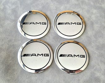 Amg Wheel Center Stickers 56mm Silver Hub Cap Emblem Decal Mercedes Benz Car Accessories