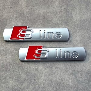 S Line Emblem Logo 2pcs Silver Side Wing Badge Sticker Car Accessories