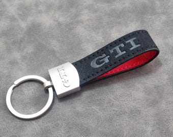 Gti Keychain Leather Black and Red Keyring Logo Mk7 Mk6 Mk8 Car Accessories Gift For Men Women Birthday Christmas