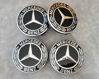 4x For Mercedes-Benz Dark Blue Wheel Center Hubcaps Emblem
