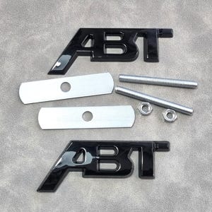 Abt Grille Badge Logo Black + Rear Trunk Emblem Sticker Car Accessories