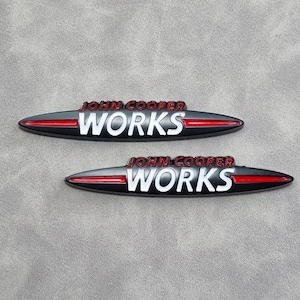 JCW John Cooper Works Wing Emblem Logo Black 2pcs Side Fender Badge Sticker Car Accessories