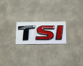 TSI Emblem Sticker Rear Trunk Logo Decal Badge Black and Two Red Letters Car Accessories