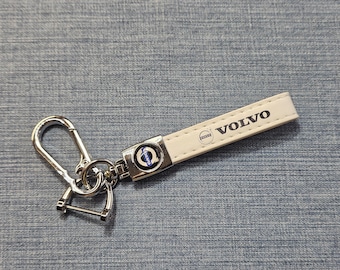 Llavero Volvo de cuero con cordón y logotipo, accesorio para coche, regalo para hombres y mujeres, cumpleaños y Navidad.