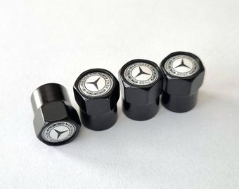 Tire Valve Caps Black 4pcs with Logo Stem Air Cap Car Accessories