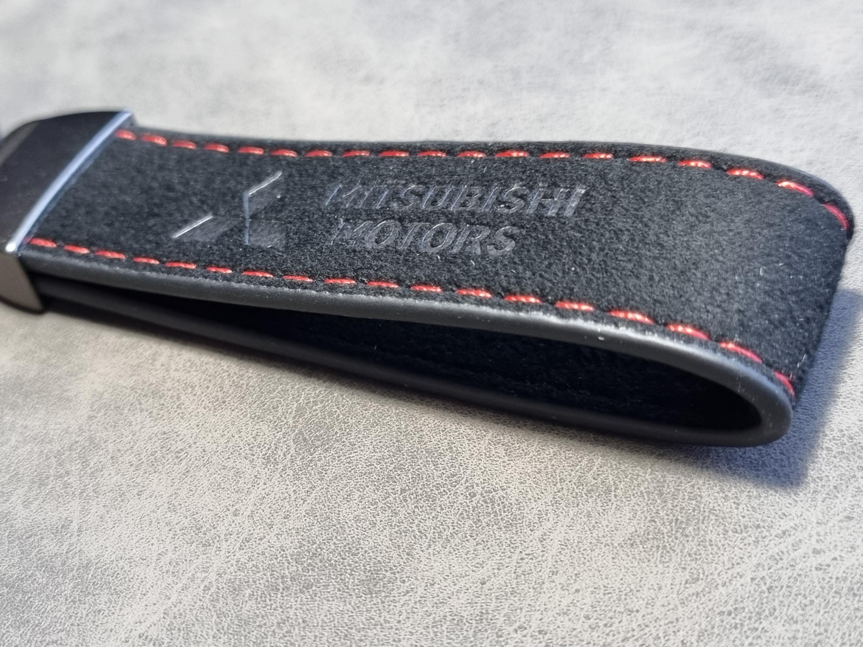 Mitsubishi Keychain Leather Alcantara Keyring Logo Car Accessories