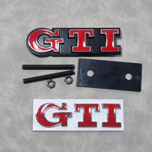 Gti Front Grill Badge Logo Red + Gti Rear Trunk Emblem Sticker Golf Mk7 Mk8 Mk6 Polo Car Accessories