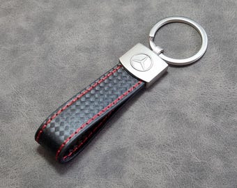 Keychain Leather Carbon Keyring Logo Car Accessories Gift For Men Women Birthday Christmas