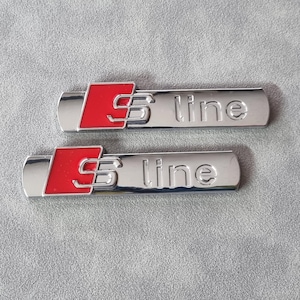 S Line Emblem Logo 2pcs Chrome Side Wing Badge Sticker Car Accessories