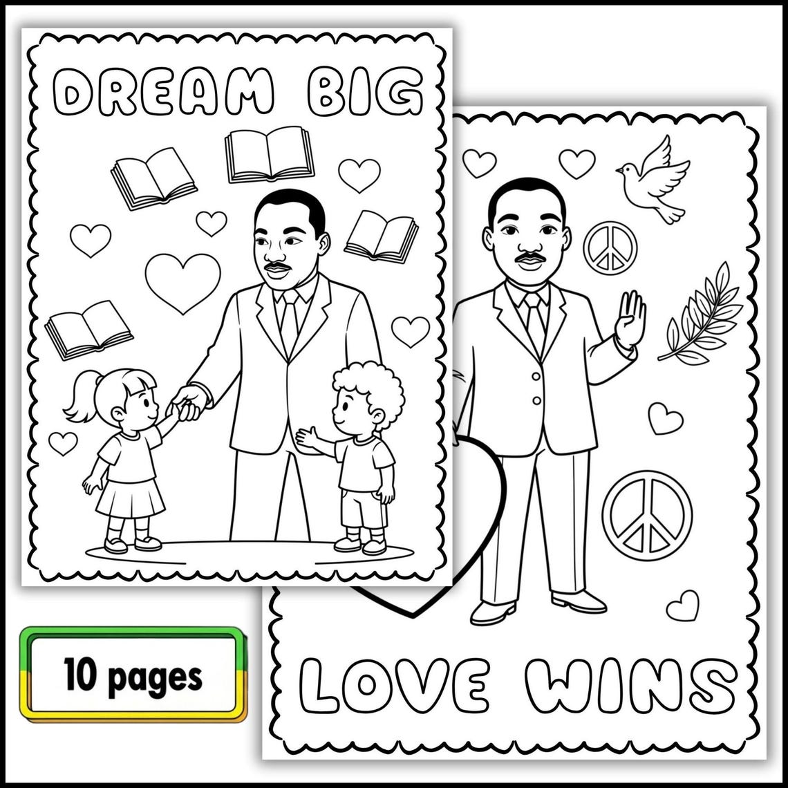 Martin Luther King Jr Day Printable Coloring Pages | MLK Pre-k to 1st ...