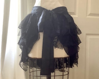 Black gypsy, rags, burlesque, fairy, festival bustle skirt.