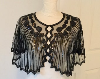 Black 1920’s vintage flapper cape.