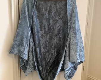 Duck egg light blue oversized Large crushed velvet shawl shrug.