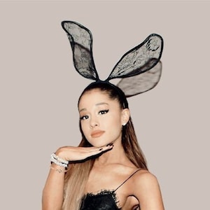 Ariana Grande wearing my black lace bunny ears headband. Black