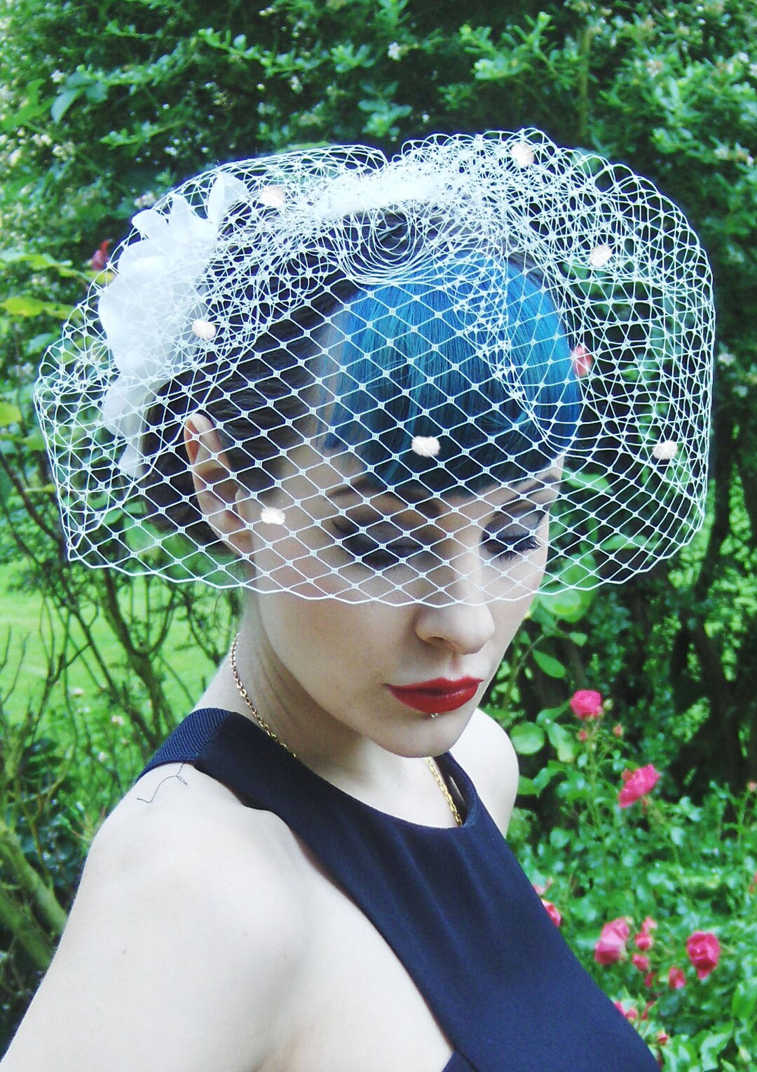 Dotted Birdcage Veilivory Bridal Veilbirdcage Veilblusher Etsy