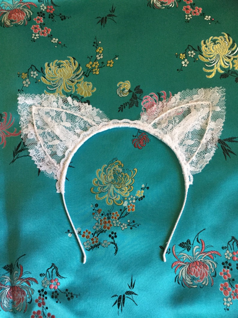 Ariana Grande Wears My White Lace Cat Ears Headband . Etsy