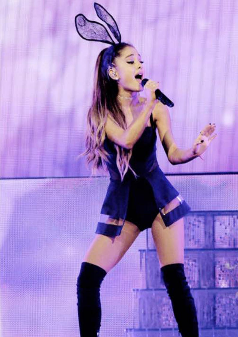 Ariana Grande wearing my black lace bunny ears headband. image 6