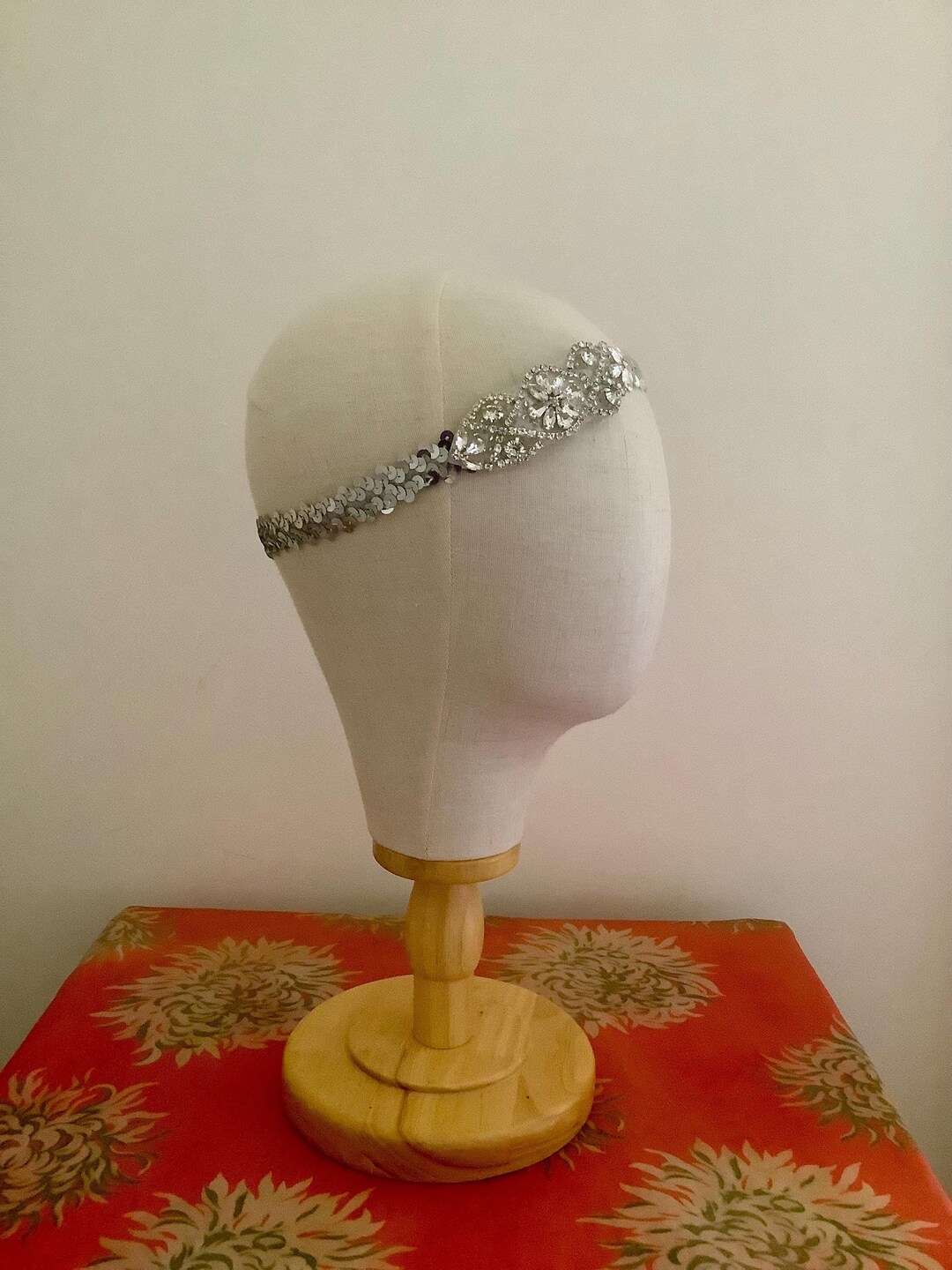 Diamante Vintage Style 1920's Flapper Headband - The Tiffany - Champagne Coral main image 1