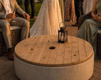 Rustic Cable Spool Coffee Table- Outdoor Wedding Decor
