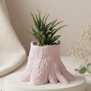 Tree Stump Planter STL | Realistic Tree Trunk Pot 3D Print File | Succulent Cactus Holder Digital Download | Boho Woodland Vase