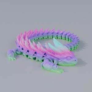 Archivo STL de dragón bebé flexible articulado / Juguete impreso en 3D articulado / Decoración de mesa de fantasía, descarga digital coleccionable