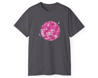 Retro T-Shirt, Pink Disco Ball, Graphic Tee, Dance Vibes Shirt, Aesthetic Tee, Gifts for Women, Dance Party Shirt, Free Standard Shipping