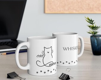 Taza personalizada para mamá gata, taza personalizada para amantes de los gatos, regalo para mamá gata, taza de café para mamá mascota, taza personalizada para amantes de los animales, taza con nombre de mascota