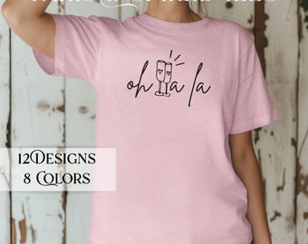 Chemise Oh La La Paris, chemise de vacances pour les amoureux de Paris, chemise Paris, t-shirt Paris, ville romantique Paris, cadeau pour elle, champagne français