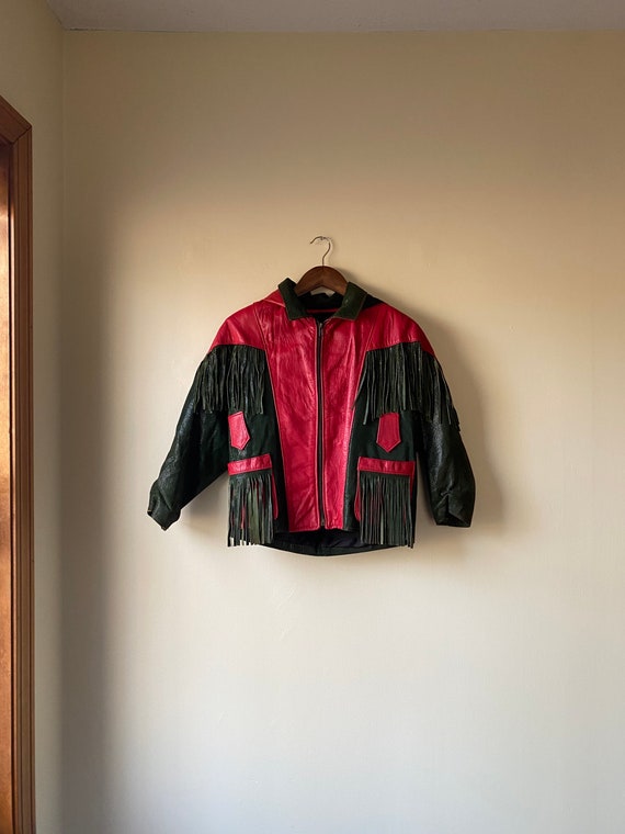 70s glam rock red leather jacket, small / medium (