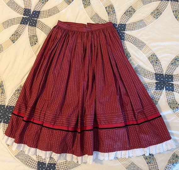 70s handmade calico prairie skirt, small (607b)