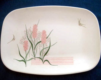 Retro Brookpark Modern Design Pink Hyacinth Platter, HTF, designed by Joan Luntz,  1960s 1950s, on Etsy by TheRetroLife