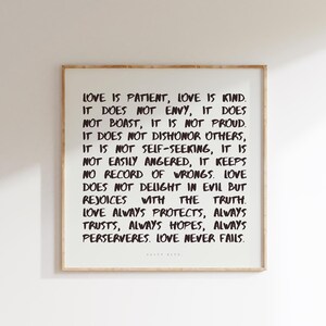 1 Corinthians 13, Christian Wall Art Print, Love Is Patient, Love Is Kind, Boho Christian Poster, Jesus Wall art | Digital Download