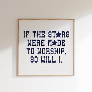 Minimalist Christian Wall Art, Psalm 148:3-6 Print Celestial Art Navy Christian Poster Bible Decor Square Print  | Digital Download