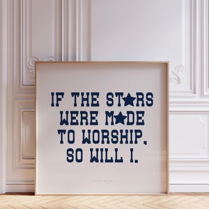 Minimalist Christian Wall Art, Psalm 148:3-6 Print Celestial Art Navy Christian Poster Bible Decor Square Print  | Digital Download