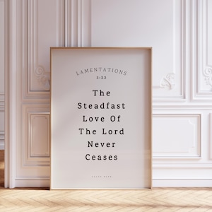 Amor Inabalável Lamentações 3:22 Arte de Parede das Escrituras Arte de Parede Cristã, Versículo da Bíblia Decoração Bíblica Cristã para Imprimir | Download Digital