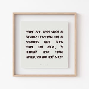 Doxology Wall art Print, Christian Hymn Wall Art, Worship Song Lyrics, Praise God From Whom All Blessings Flow | Digital Download