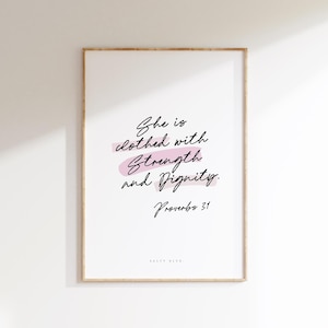 Proverbs 31 Wall Art Pastel Pink Bible Verse Christian Wall Art Scripture Wall Art Pink Christian Aesthetic | Digital Download