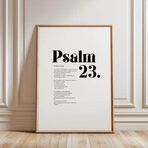 Psalm 23 Bible Verse Wall Art, Christian Modern Scripture Poster, Bold Typography, Baptism, Baby Shower Birthday Gift | Digital Download