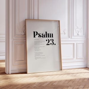 Psalm 23 Bible Verse Wall Art, Christian Modern Scripture Poster, Bold Typography, Baptism, Baby Shower Birthday Gift | Digital Download